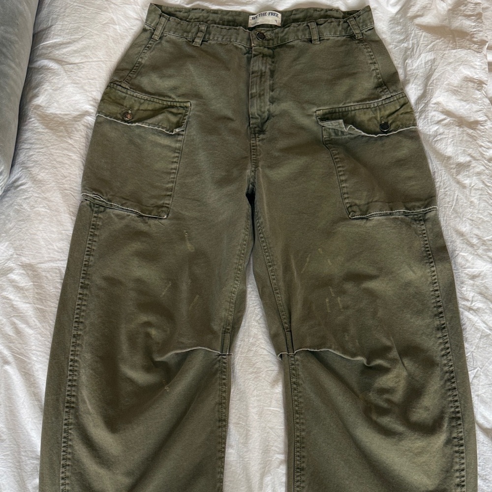Free People Dark Green barrel leg Cargo Pants